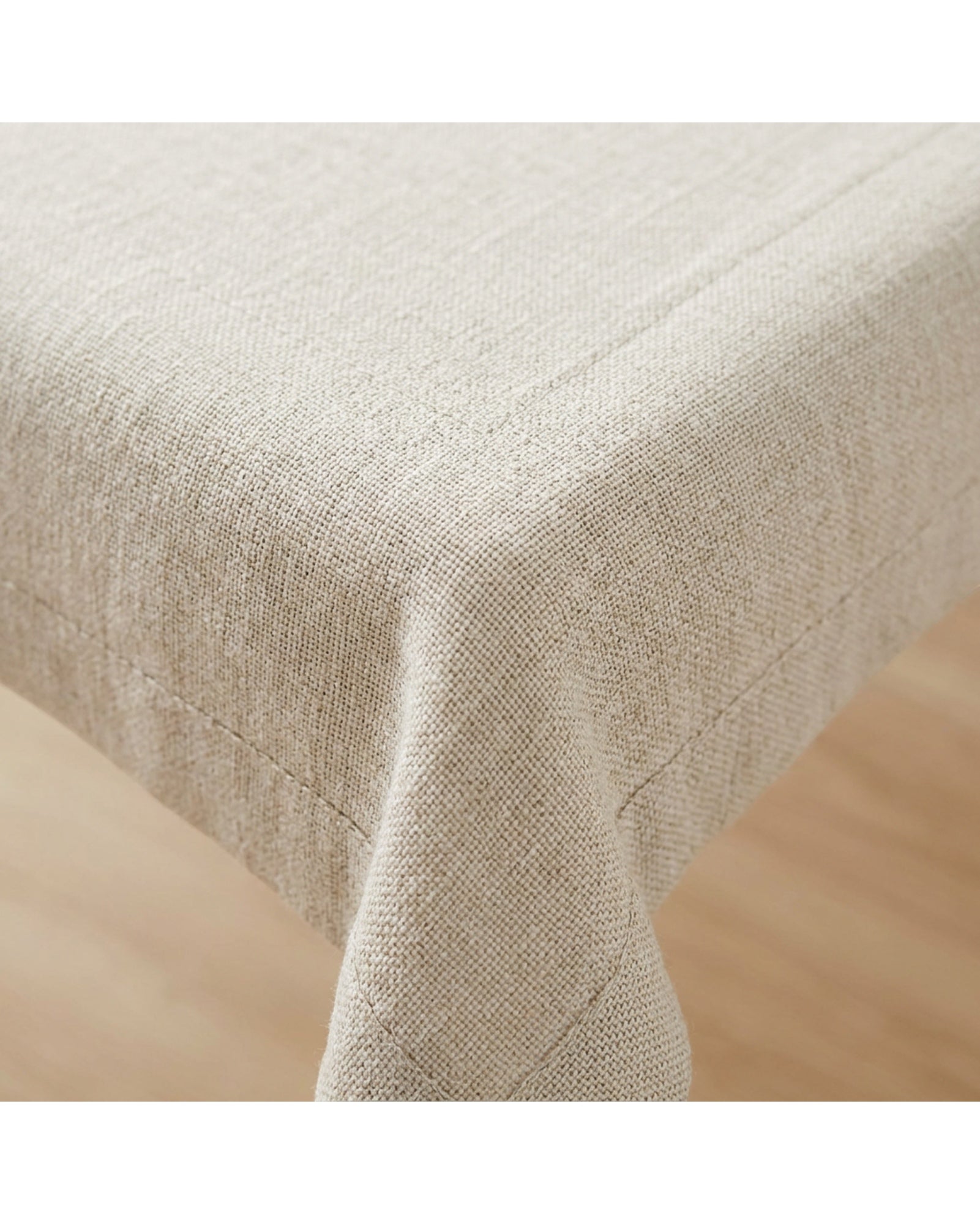 Cygvd Rectangular Linen Blend Tablecloth Oatmeal 60 by 84 Inch - Detail view