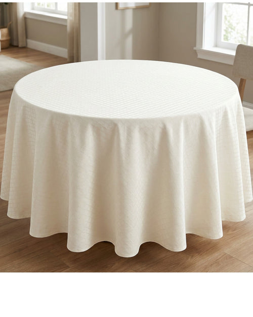 Cygvd Round Cotton Jacquard Tablecloth Ivory 70 Inch - Lifestyle view